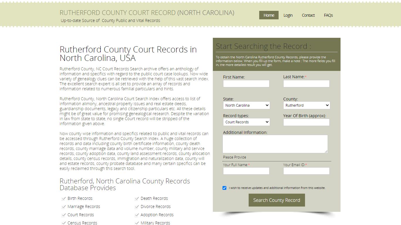 Rutherford County, North Carolina Public Court Records Index